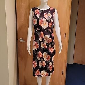 Apricot Floral ruched dress 